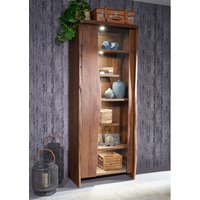 Massivmoebel24.de Vitrine Akazie 81x45x204 braun lackiert PURE ACACIA #207