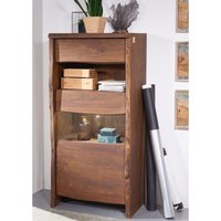 Massivmoebel24.de Vitrine Akazie 71x45x147 braun lackiert PURE ACACIA #210