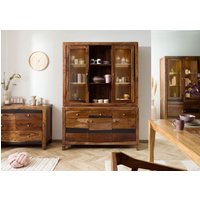 Massivmoebel24.de Buffet Sheesham 140x45x200 dunkelbraun lackiert ANCONA #245