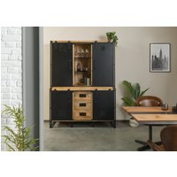Massivmoebel24.de Buffet Mango 150x55x200 natur lackiert / Metall schwarz BLACKBURN #106