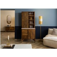 Massivmoebel24.de Buffet Mango 80x45x180 braun geölt / echter Marmor LOS ANGELES #04