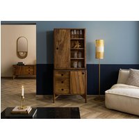 Massivmoebel24.de Buffet Mango 80x45x180 braun geölt / dunkler Granit LOS ANGELES #104