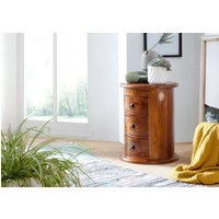 Massivmoebel24.de Nachttisch rund Akazie 42x42x55 honig lackiert OXFORD #0337