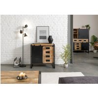 Massivmoebel24.de Kommode Mango 90x45x90 natur klar lackiert / Metall schwarz BLACKBURN #108