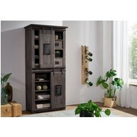 Massivmoebel24.de Schrank Mango 80x45x175 grau lackiert RAILWAY #217