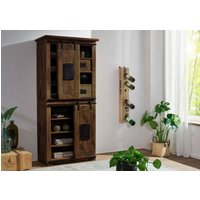 Massivmoebel24.de Schrank Mango 80x45x175 braun lackiert RAILWAY #417