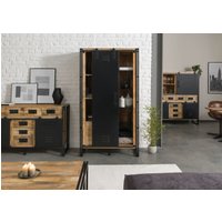 Massivmoebel24.de Wohnzimmerschrank Mango 105x45x195 natur klar lackiert / Metall schwarz BLACKBURN #104