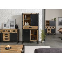 Massivmoebel24.de Wohnzimmerschrank Mango 105x45x195 natur klar lackiert / Metall schwarz BLACKBURN #105