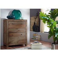 Massivmoebel24.de Schuhschrank Sheesham 80x41x100 grau geölt NATURE GREY #96
