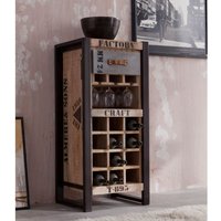 Massivmoebel24.de Weinregal Mango 51x40x110 natur bedruckt FACTORY #35