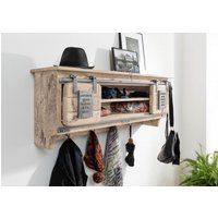 Massivmoebel24.de Wandgarderobe Mango 115x30x45 whitewash lackiert RAILWAY #359