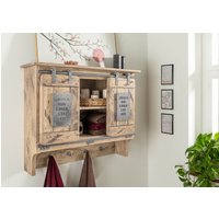 Massivmoebel24.de Wandgarderobe Mango 90x30x75 whitewash lackiert RAILWAY #360