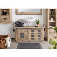 Massivmoebel24.de Waschbeckenunterschrank Mango 120x40x60 whitewash lackiert RAILWAY #377