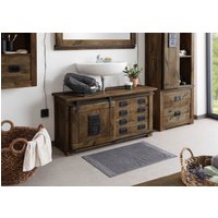 Massivmoebel24.de Waschbeckenunterschrank Mango 120x40x60 braun lackiert RAILWAY #477