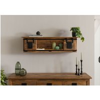 Massivmoebel24.de Wandregal Mango / Altholz 130x25x35 natur lackiert RAILWAY LUX #152