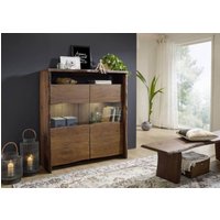 Massivmoebel24.de Highboard Akazie 131x45x147 braun lackiert PURE ACACIA #205