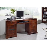 Massivmoebel24.de Schreibtisch Akazie 158x54x76 nougat lackiert OXFORD #522