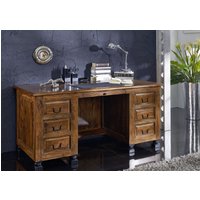 Massivmoebel24.de Schreibtisch Sheesham 150x70x75 braun lackiert NEW BOSTON #206