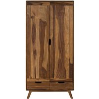 Massivmoebel24.de Kleiderschrank Sheesham 90x45x180 natur sandgestrahlt lackiert MALMÖ 2 #200