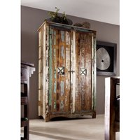 Massivmoebel24.de Kleiderschrank Altholz 118x60x198 mehrfarbig lackiert NATURE OF SPIRIT #42