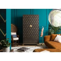 Massivmoebel24.de Kleiderschrank Mango 99x55x190 grau geölt DIAMOND #118