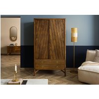 Massivmoebel24.de Kleiderschrank Mango 100x60x180 braun geölt / Griff gold LOS ANGELES #11