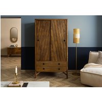 Massivmoebel24.de Kleiderschrank Mango 100x60x180 braun geölt / Griff schwarz LOS ANGELES #111