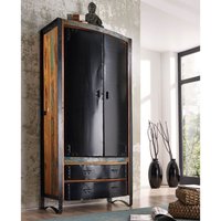 Massivmoebel24.de Schrank Altholz 90x43x180 mehrfarbig lackiert INDUSTRIAL #07