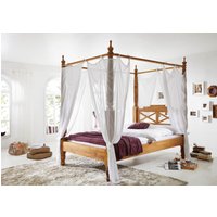 Massivmoebel24.de Himmelbett Sheesham 140x200x224 braun geölt NATURE BROWN #530