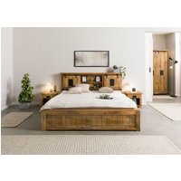 Massivmoebel24.de Bett mit Schublade Mango 140x200 natur lackiert RAILWAY #170