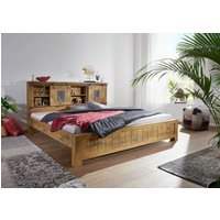 Massivmoebel24.de Bett Mango 140x200x105 natur lackiert RAILWAY #143