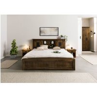 Massivmoebel24.de Bett mit Schublade Mango 140x200 braun lackiert RAILWAY #470