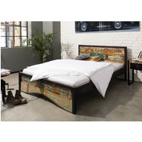 Massivmoebel24.de Bett Altholz 140x200 mehrfarbig lackiert INDUSTRIAL #110