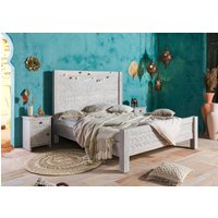 Massivmoebel24.de Bett Mango 180x200 weiß geölt KASHMIR #103