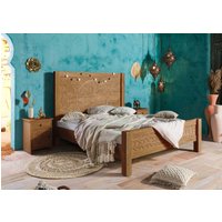 Massivmoebel24.de Bett Mango 180x200 natur lackiert KASHMIR #103