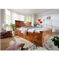 Massivmoebel24.de Bett Akazie 200x200x114 honig lackiert OXFORD #0311