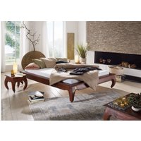 Massivmoebel24.de Bett Akazie 200x200x42 nougat lackiert OPIUM #265
