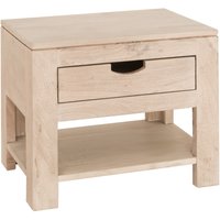 Massivmoebel24.de Nachttisch Akazie 50x35x45 white stone getüncht NATURE WHITE #91