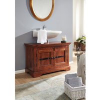Massivmoebel24.de Waschbeckenunterschrank Akazie 88x43x60 nougat lackiert OXFORD #1005
