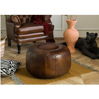 Massivmoebel24.de Pouf Hocker Echtleder 60x60x38 braun CHESTERFIELD #18