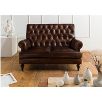 Massivmoebel24.de Sofa 2-Sitzer Echtleder 140x84x94 braun CHESTERFIELD #106