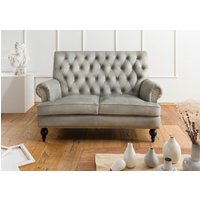 Massivmoebel24.de Sofa 2-Sitzer Echtleder 140x84x94 grau CHESTERFIELD #206