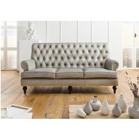 Massivmoebel24.de Sofa 3-Sitzer Echtleder 196x84x94 grau CHESTERFIELD #207
