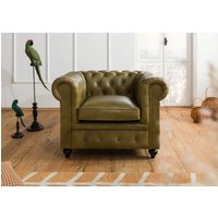 Massivmoebel24.de Sessel Echtleder 105x82x75 grün CHESTERFIELD #302