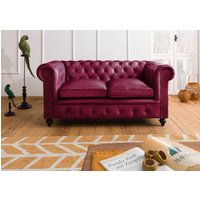 Massivmoebel24.de Sofa 2-Sitzer Echtleder 158x82x75 rot CHESTERFIELD #402
