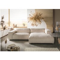 Massivmoebel24.de Ecksofa 279x164x69 Cord elfenbein VALENCIA