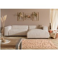 Massivmoebel24.de Ecksofa 304x164x69 Ottomane rechts Cord elfenbein VALENCIA