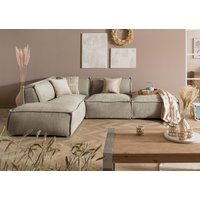 Massivmoebel24.de Ecksofa inkl. Hocker 195x220x79 Polyester taupe RAVENNA.