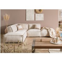 Massivmoebel24.de Ecksofa inkl. Hocker 195x220x79 Polyester beige RAVENNA