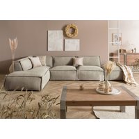 Massivmoebel24.de Ecksofa inkl. Hocker 285x220x79 Polyester taupe RAVENNA
